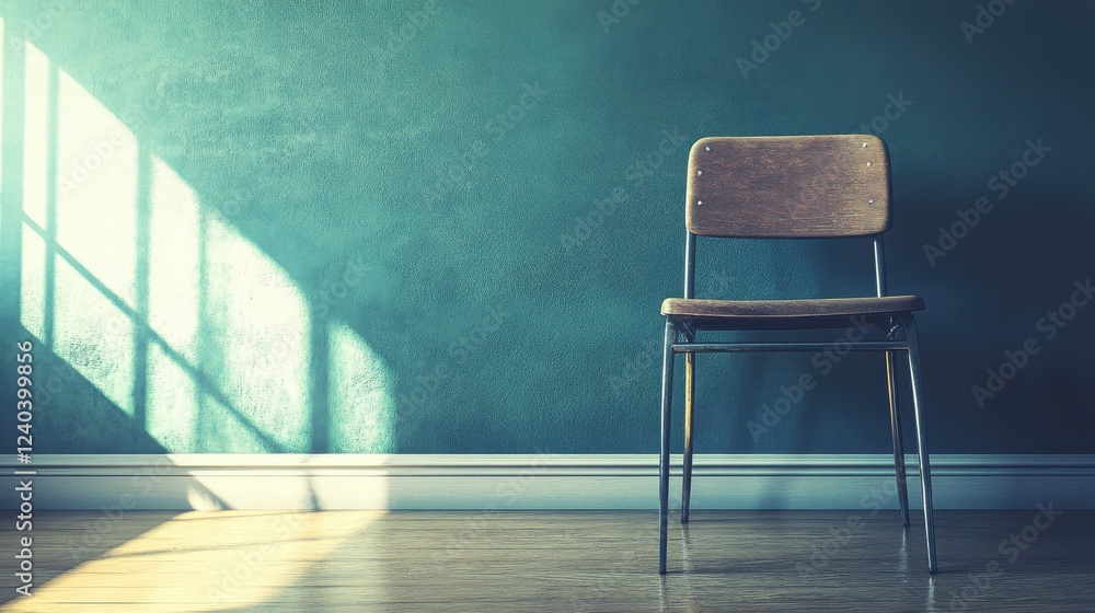 Poster minimalist classroom with soft lighting and simple design