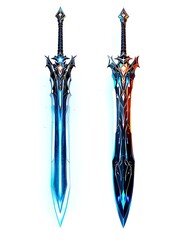 Fototapeta premium Epic Fantasy Swords Ice and Fire Game Weapon Design