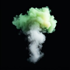 Ethereal Green Smoke Cloud on Black Background