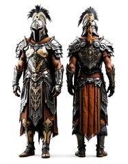 Fototapeta premium Epic Fantasy Warrior Armor 3d Render Front and Back