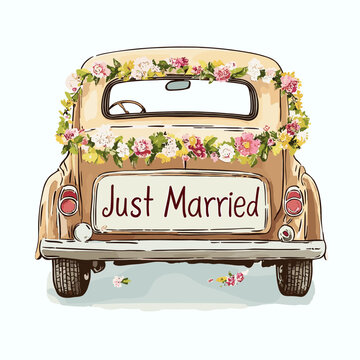 just married car clipart free