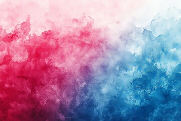 Fototapeta premium Abstract artwork displaying vibrant red and blue colors in a soft gradient pattern with cloud-like textures