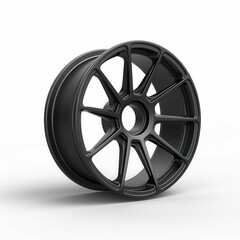Obraz premium Sleek black car wheel with modern design.