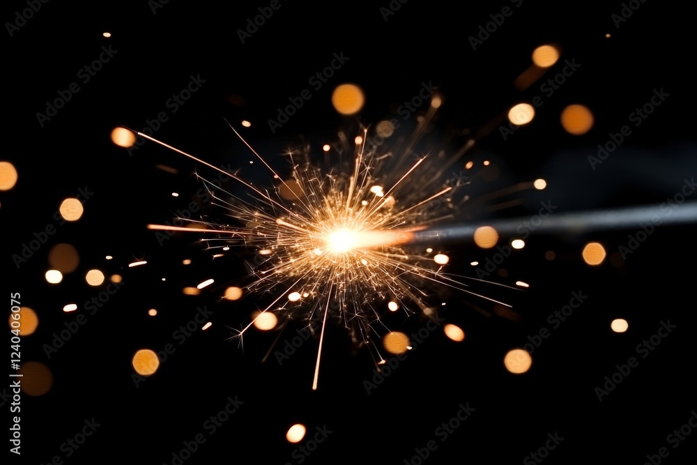 Aufkleber Sparkler creating bright trails in the night during a festive celebration with glowing points of light in the background