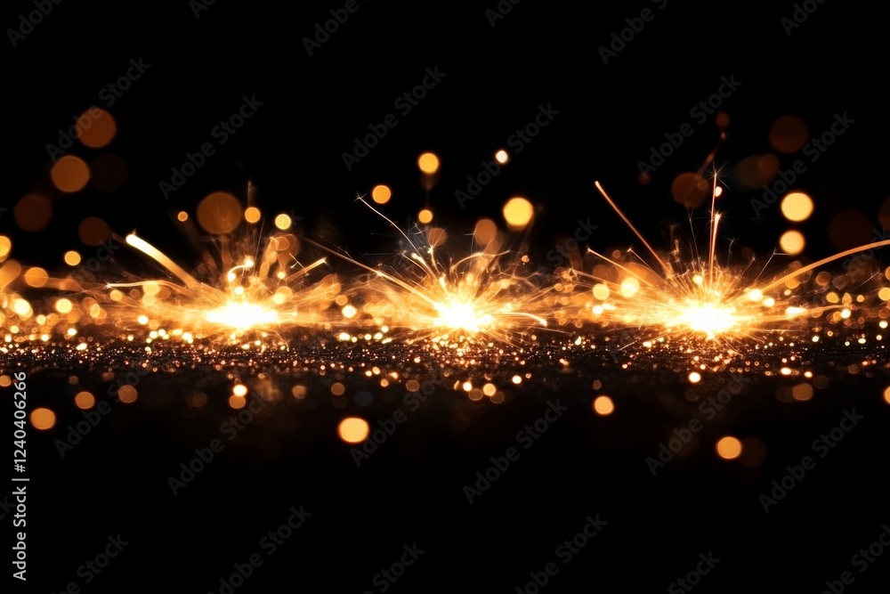 Aufkleber sparkling gold lights create a mesmerizing display against a dark background during a festive celebr