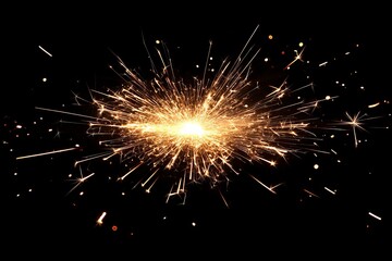 Obraz premium Bright sparks erupting in a dark space during a celebration or event atmosphere