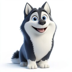 Obraz premium Charming 3D Icon of a Smiling Husky with Thick Coat
