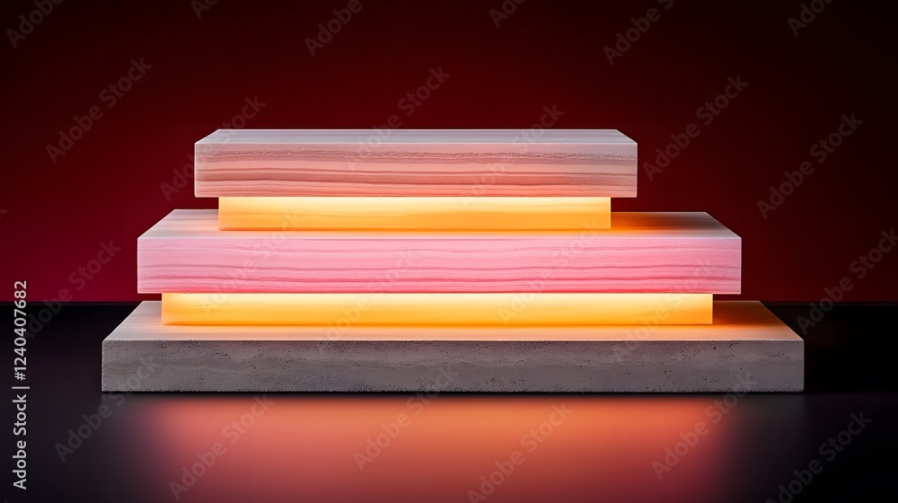 Poster abstract 3d illuminated stone platform display