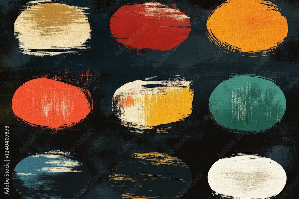 Aufkleber Colorful abstract circles on a dark background create a vivid and engaging visual composition