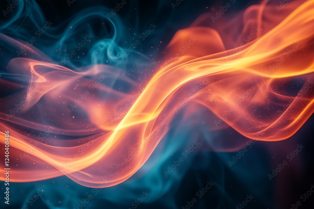 Poster colorful swirling smoke patterns create a mesmerizing visual display in a dark background