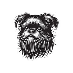 Brussels Griffon Dog Silhouette - Minimalist Dog Design - Brussels Griffon Vector - Illustration of Brussels Griffon Dog.
