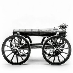 Fototapeta premium Vintage steam engine on wooden wheels.