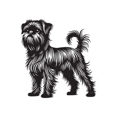 Brussels Griffon Dog Silhouette - Minimalist Dog Design - Brussels Griffon Vector - Illustration of Brussels Griffon Dog.