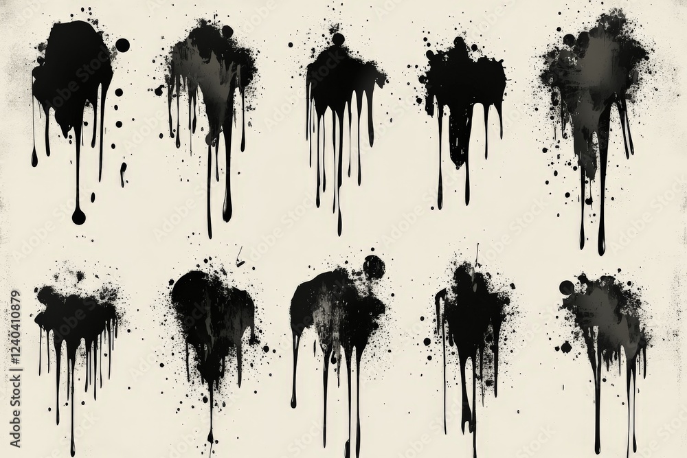 Aufkleber artistic black paint splatters create an abstract design on a textured background showcasing creativ