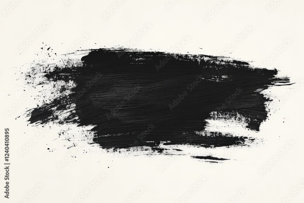 Aufkleber abstract black brush stroke on a light canvas showcasing raw artistic texture and movement in contem