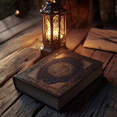A tranquil setting for prayer, where a Muslim offers dua on a carpeted floor, surrounded by the holy Quran and prayer beads. The indoor environment reflects the comfort and peace of a private home dur