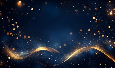 Elegant abstract background with dark blue and gold particles