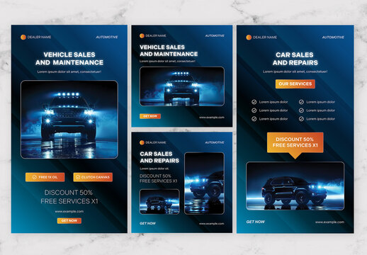 Blue And Gradient Orange Automotive Social Media Post & Story