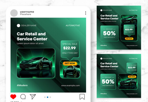 Green And Gradient Orange Automotive Social Media Post