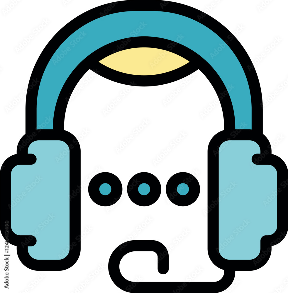 Poster headset with microphone is broadcasting and waiting for a call, ideal for customer service or call c