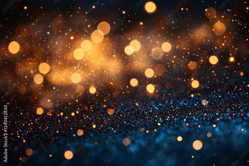 Poster Glittering particles create a magical atmosphere in a dark setting