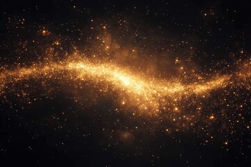 Cosmic dust and star clusters create a stunning display in the night sky over a vast galaxy