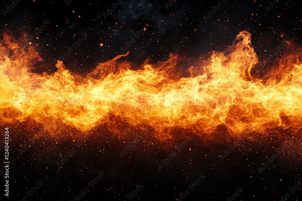 Poster vibrant flames dance against a dark background, creating a mesmerizing visual of fire in motion and 