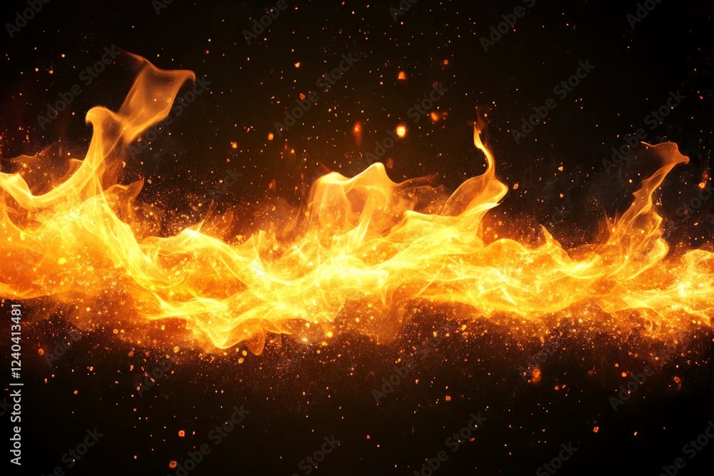 Aufkleber Dynamic flames create a vibrant display of energy and light against a dark background