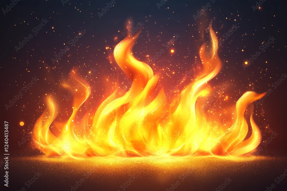Aufkleber bright flames dancing in a dark background create a mesmerizing and intense visual experience of fir