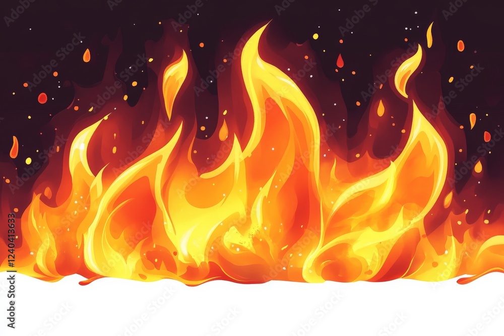 Poster Vibrant flames dance against a dark background creating a mesmerizing display of fire's power and energy