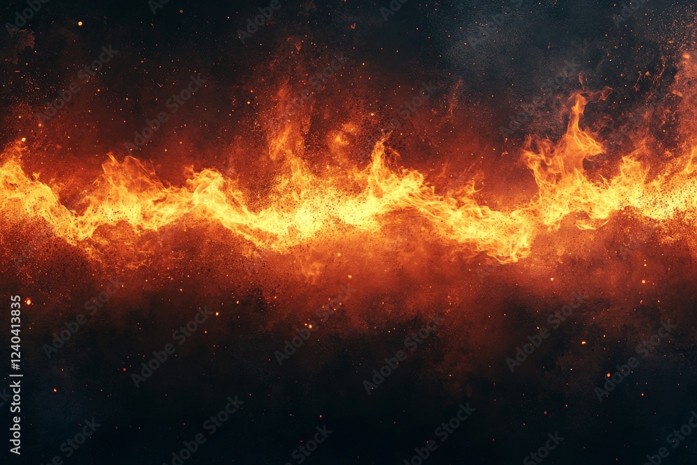 Aufkleber flames dance across a dark background, creating an intense visual display of fire and heat