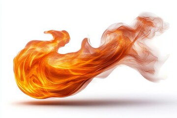 Fototapeta premium Fiery swirl of vibrant flames dancing against a white background capturing motion and energy in an explosive display