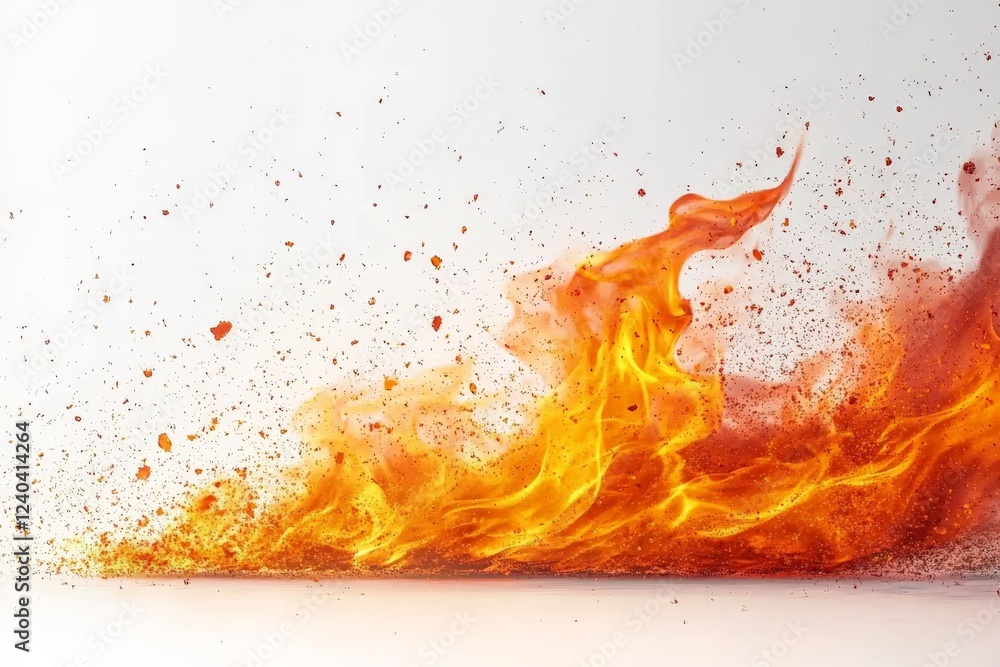 Leinwandbilder Fire flames create dynamic patterns against a plain background with sparks and embers flying in the air