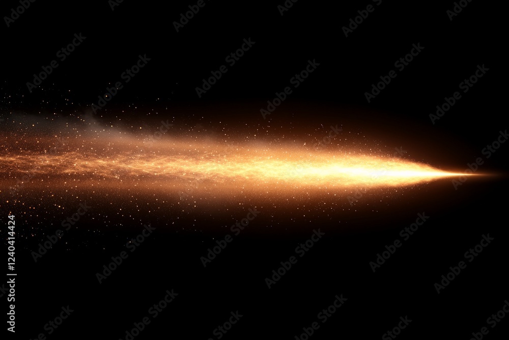 Poster Sparkling golden light streaks through darkness creating a dynamic visual effect of movement and energy