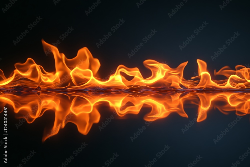 Leinwandbilder flickering flames create a mesmerizing reflection on a dark surface during a night setting