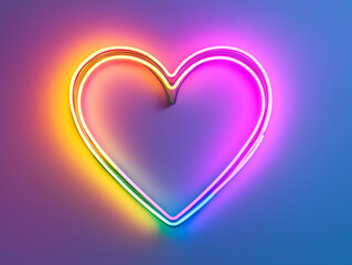 Neon heart isolated on black background
