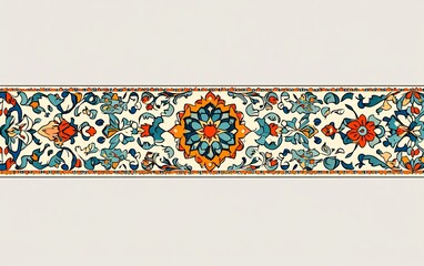 Colorful floral textile border design, isolated,  website decoration