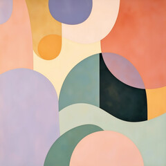 Abstract Geometric Art Print Pastel Colors Modern Wall Decor