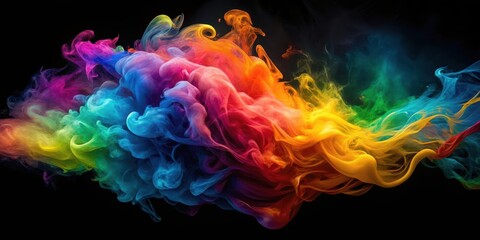 Fototapeta premium Vibrant colorful smoke explosion in abstract art style with dynamic and swirling colors, evoking a sense of energy and movement , abstract art, color smoke explosion