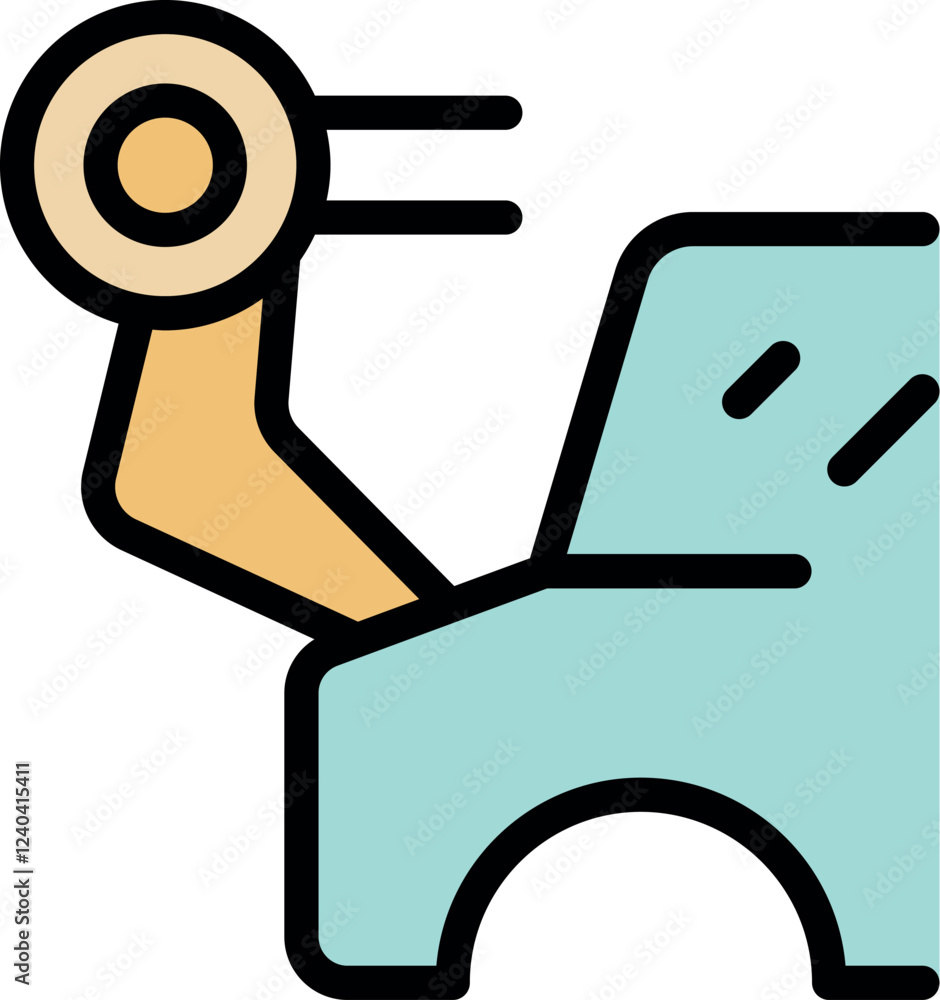 Poster robotic arm efficiently stamping document, symbolizing automated office tasks and technological adva