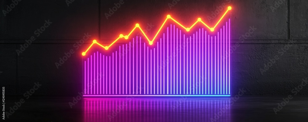Poster pm 2.5 particles impact concept. neon graph symbolizing growth and positive trends in a digital envi