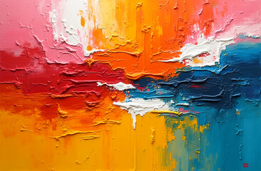 Vibrant Abstract Painting with Bold Impasto Brushstrokes and Rich Textured Layers – Expressive Modern Art