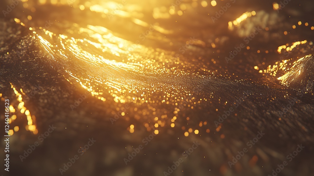 Poster golden abstract background texture with glowing particles and light