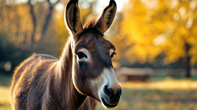  a donkey at autumn park 