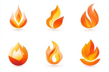 Collection of vibrant flame icons representing various fire designs suitable for digital artwork and graphics