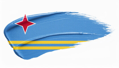 Paint Smear In The Colors Of The Aruba Flag on a White Background