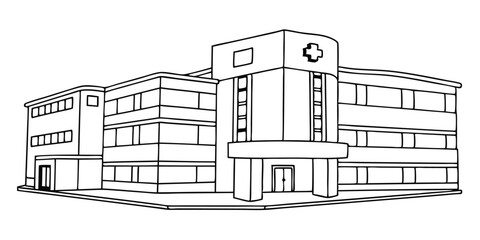  drawing depicts a clean hospital building, illustrating the minimal medical healthcare infrastructure.