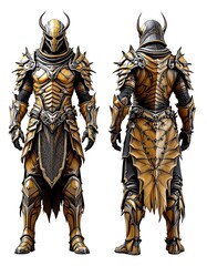 Golden Dragon Armor Fantasy Knight 3d Model Render