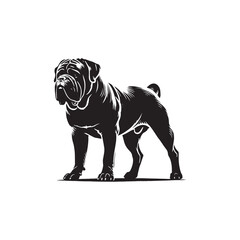 Bullmastiff Dog Silhouette - Bullmastiff Dog Minimal Design  - Bullmastiff Dog Vector - Illustration of Bullmastiff Dog.