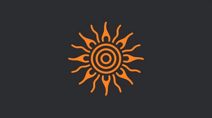 Naklejka premium Clean linear icon of a sun, designed with simple lines and minimalistic charm in bright orange.,